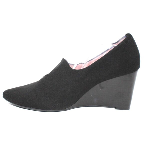 Taryn Rose Womens Sz 9.5 Yvonne Black Pumps Stacked Wedge Slip On 3" High Heels - Picture 5 of 12